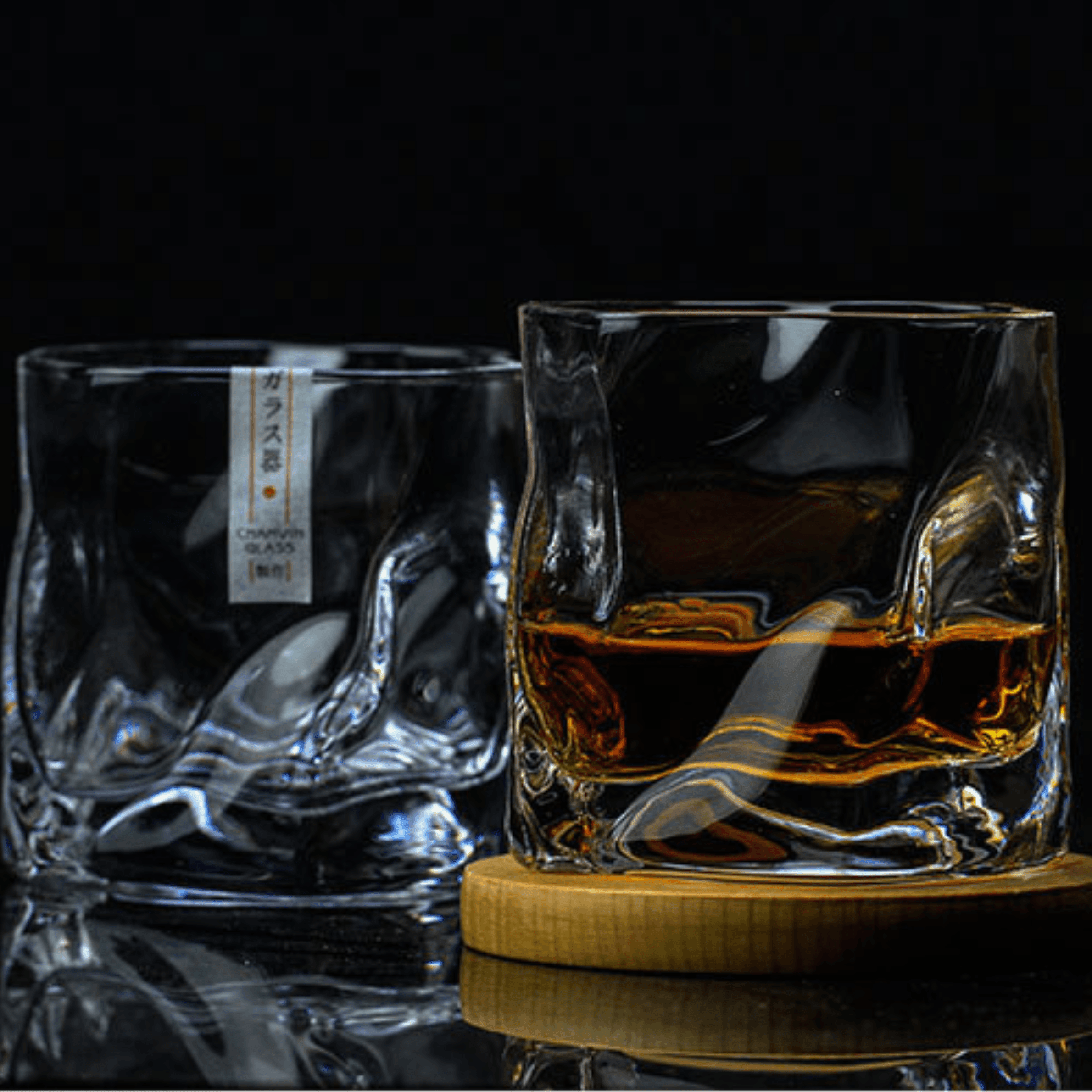 Bicchiere da whisky in vetro crumple Edo Kiriko giapponese