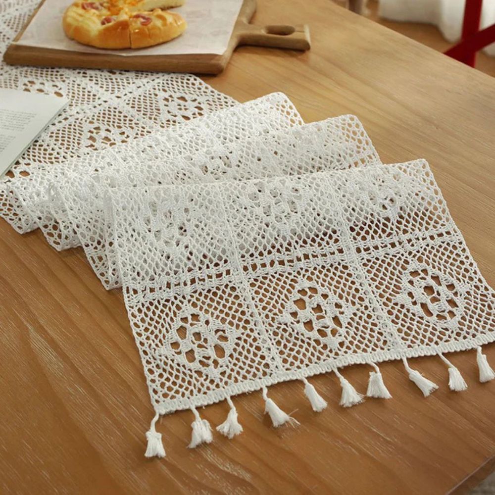 Lace Crochete Frynse Bordløper