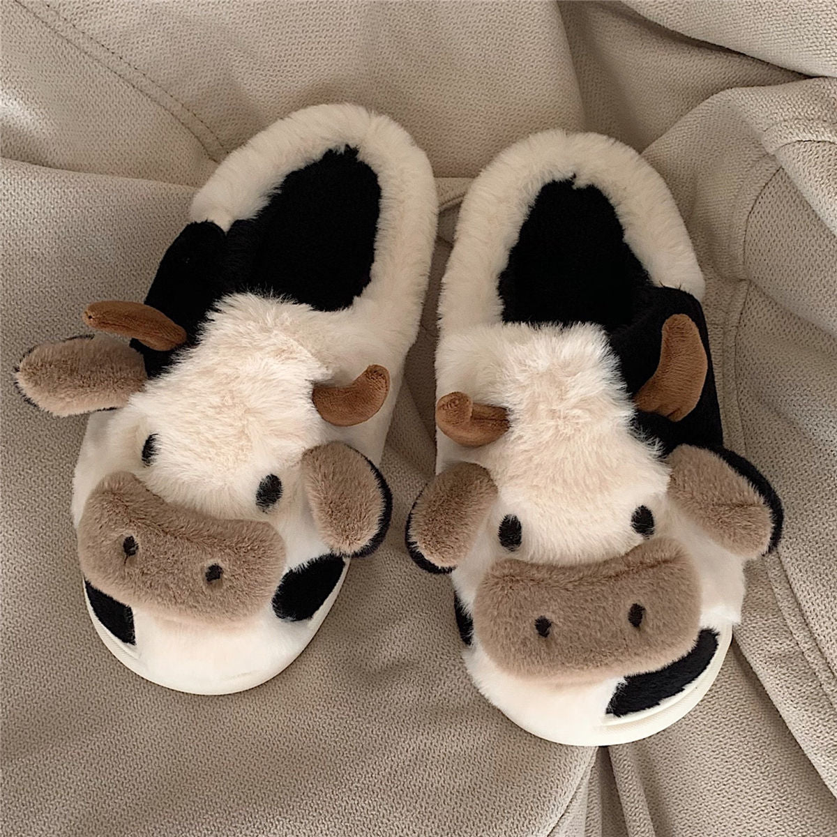 Fluffy Cow Slippers