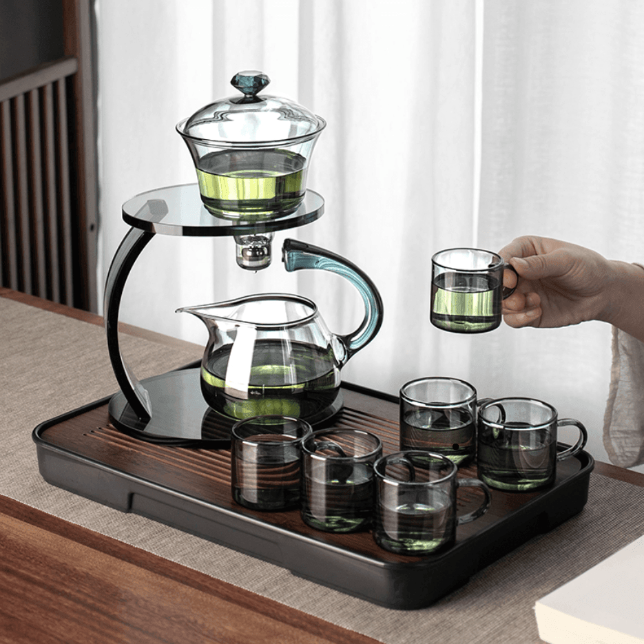 Glass Tea Brewing Set With Magnetic Automatic Dispenser