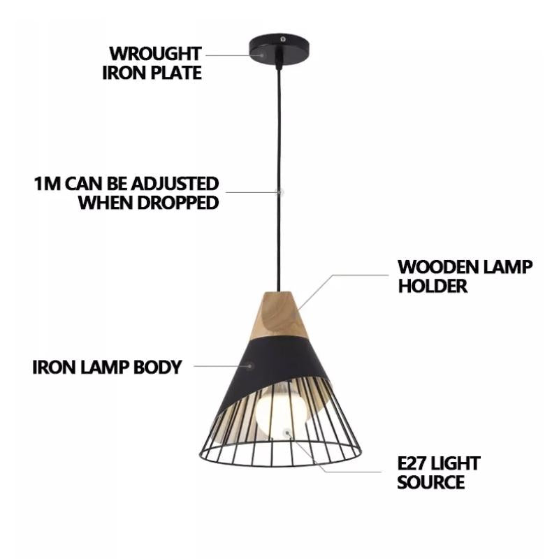 Lampes suspendues en bois industrielles nordiques