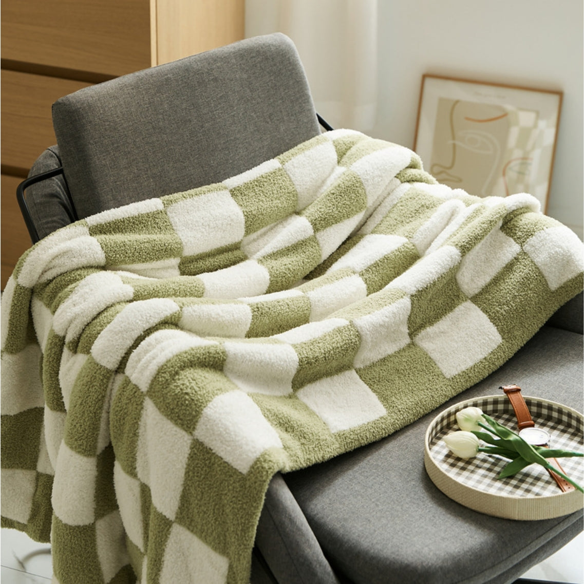 Chequeboard Cozy Knit Throw -peitto