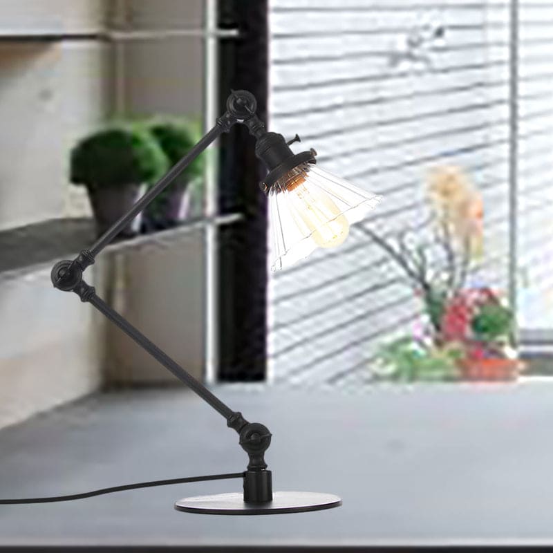 LumiClear - Elegante lampada da tavolo in vetro trasparente a forma di cono