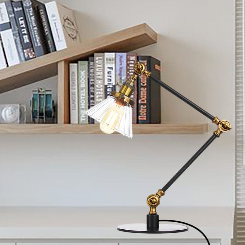 LumiClear - Elegante lampada da tavolo in vetro trasparente a forma di cono