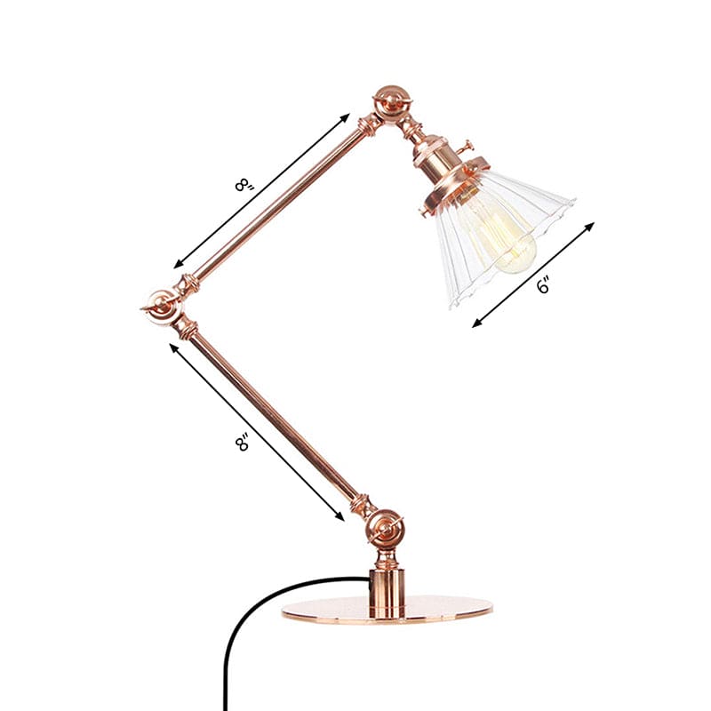 LumiClear - Elegante lampada da tavolo in vetro trasparente a forma di cono