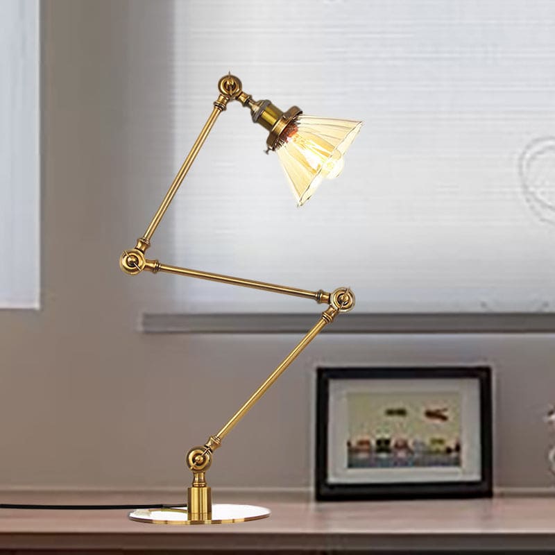 LumiClear - Elegante lampada da tavolo in vetro trasparente a forma di cono