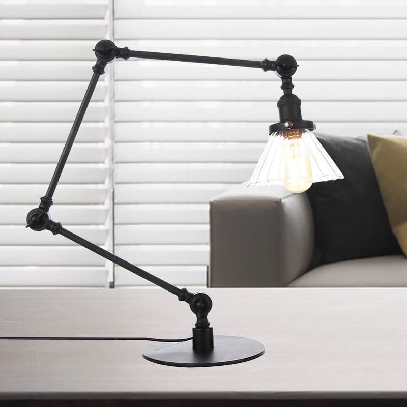 LumiClear - Elegante lampada da tavolo in vetro trasparente a forma di cono