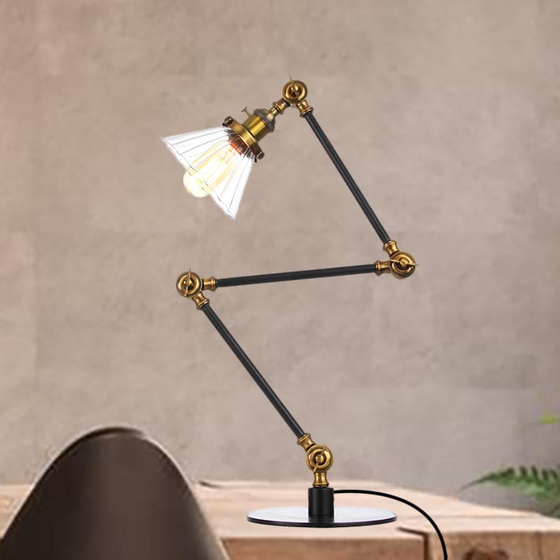 LumiClear - Elegante lampada da tavolo in vetro trasparente a forma di cono