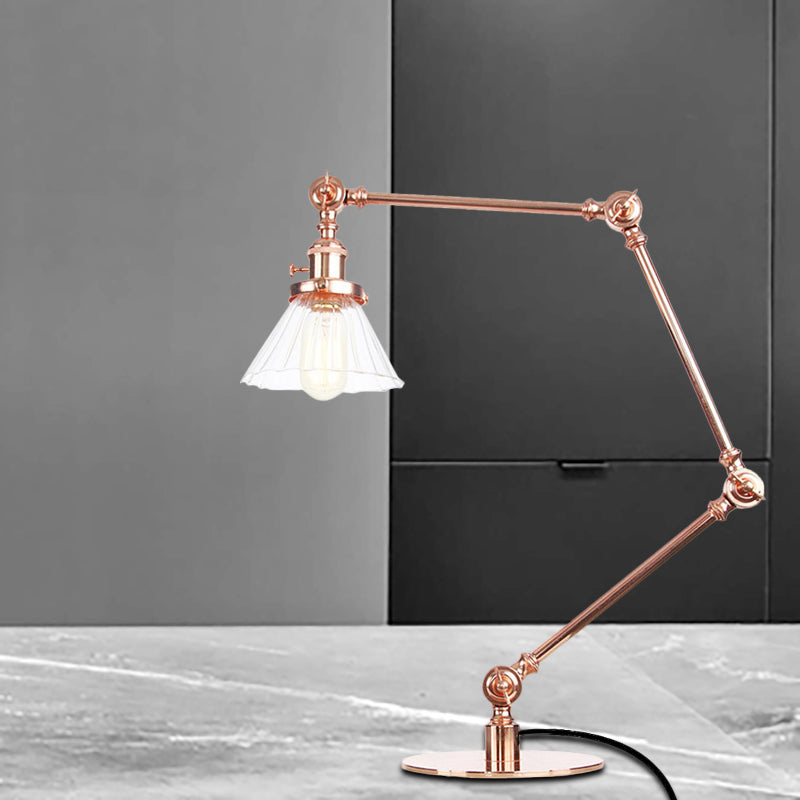 LumiClear - Elegante lampada da tavolo in vetro trasparente a forma di cono