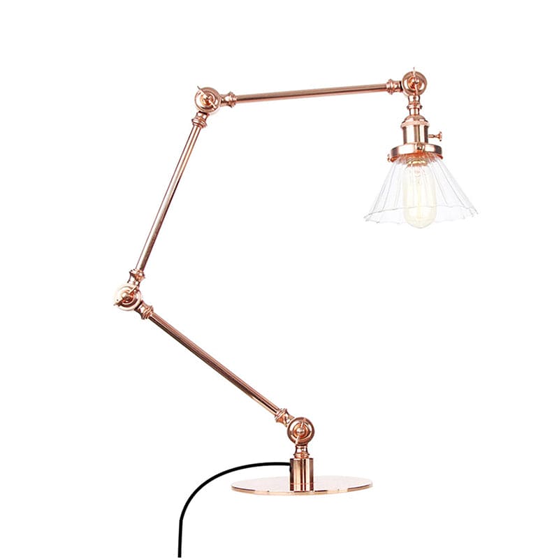 LumiClear - Elegante lampada da tavolo in vetro trasparente a forma di cono