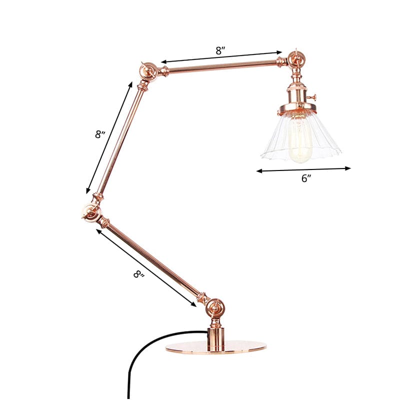 LumiClear - Elegante lampada da tavolo in vetro trasparente a forma di cono