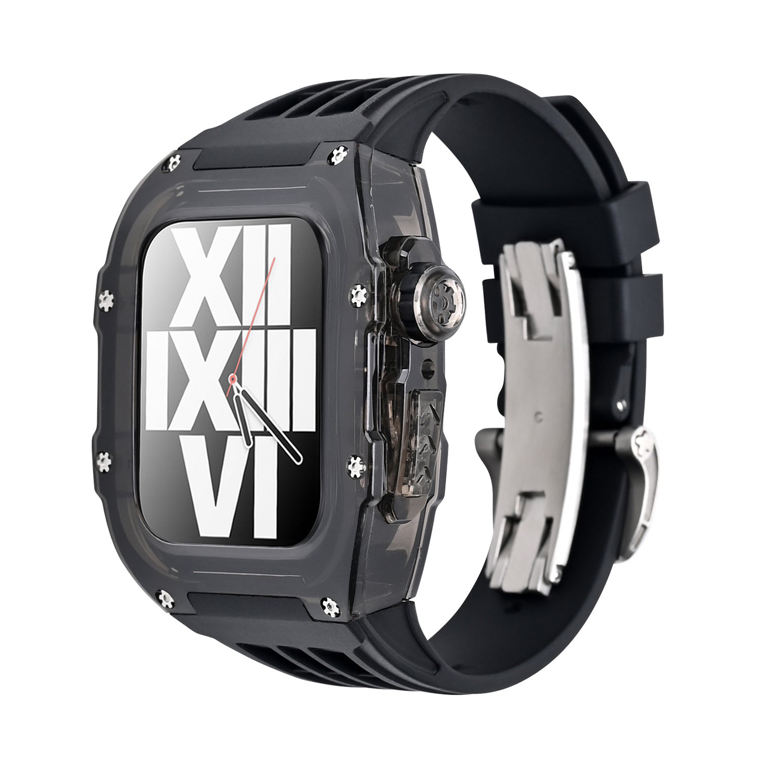 RM V30 Glacier Series Fluororubber Band Černý Kryt Retrofit Kit pro Apple Watch