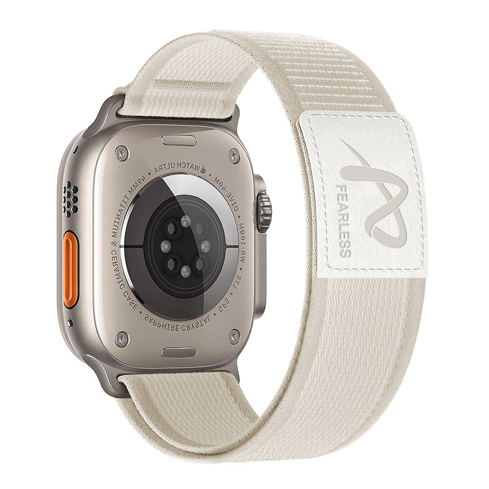 Correa de nailon con etiqueta de cuero Trail Loop para Apple Watch