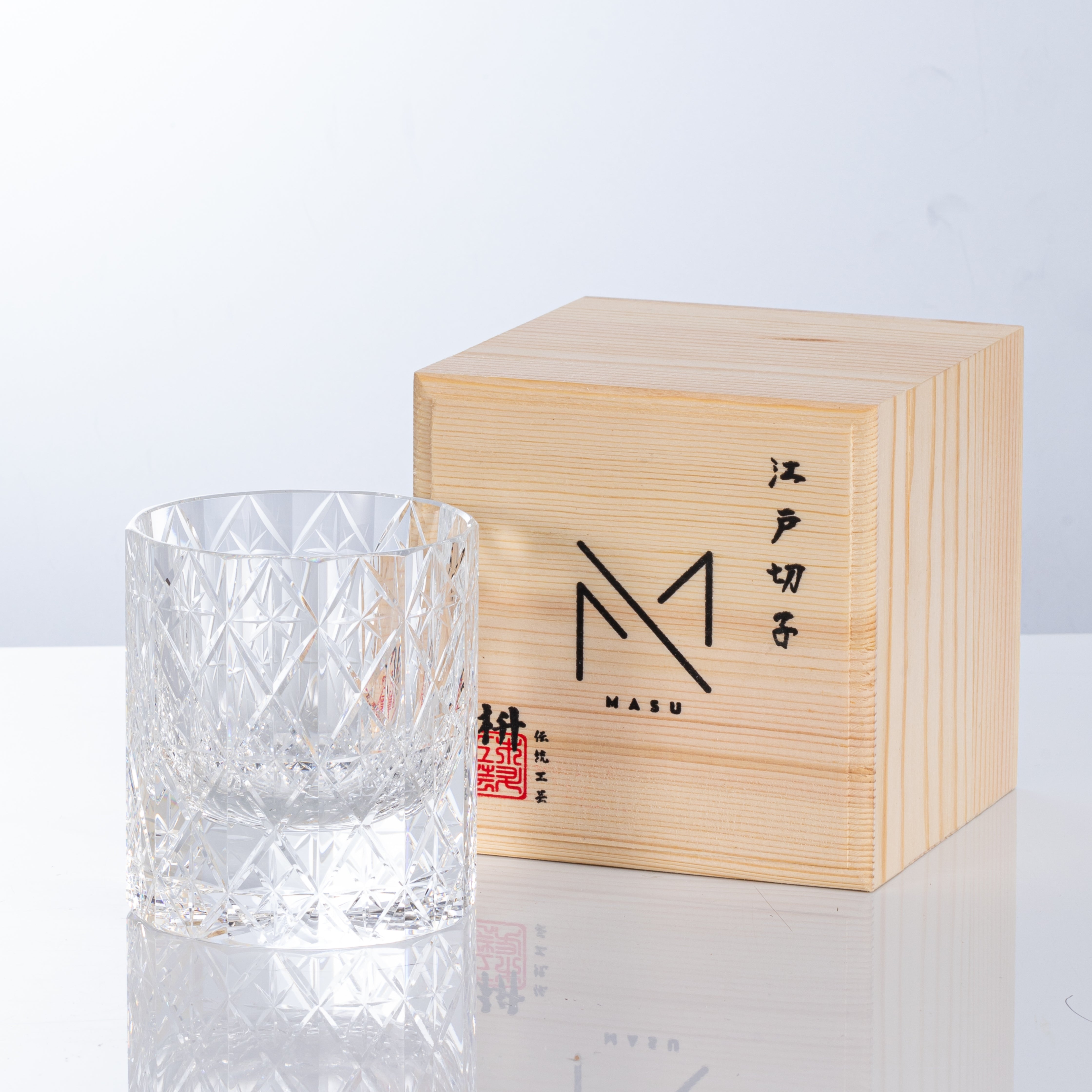 Edo Kiriko Handcrafted Celestial Whisky Glass With Wooden Box