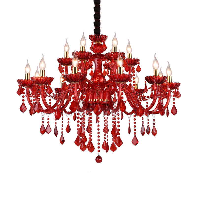 Lustre rouge moderne avec cristaux