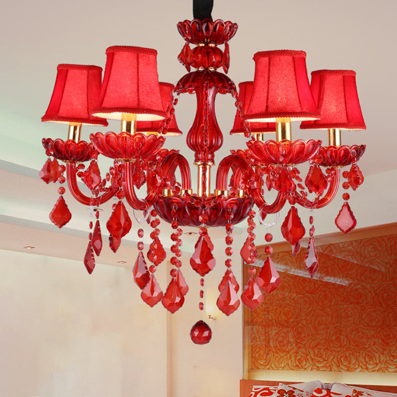 Lustre rouge moderne avec cristaux