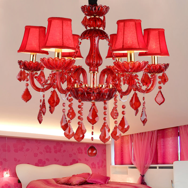 Lustre rouge moderne avec cristaux