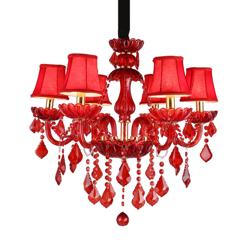 Lustre rouge moderne avec cristaux