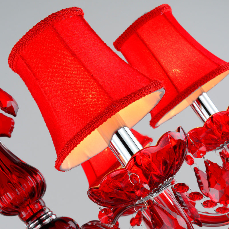 Lustre rouge moderne avec cristaux