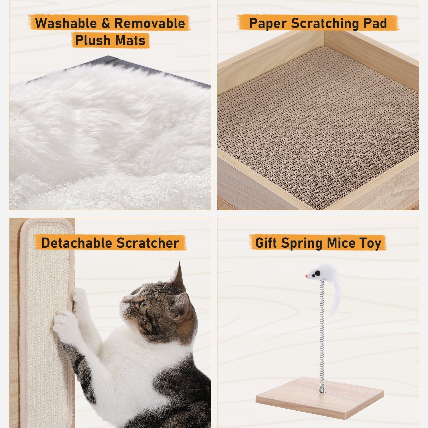 Retiro de sisal: nido para gatos de doble capa de madera maciza