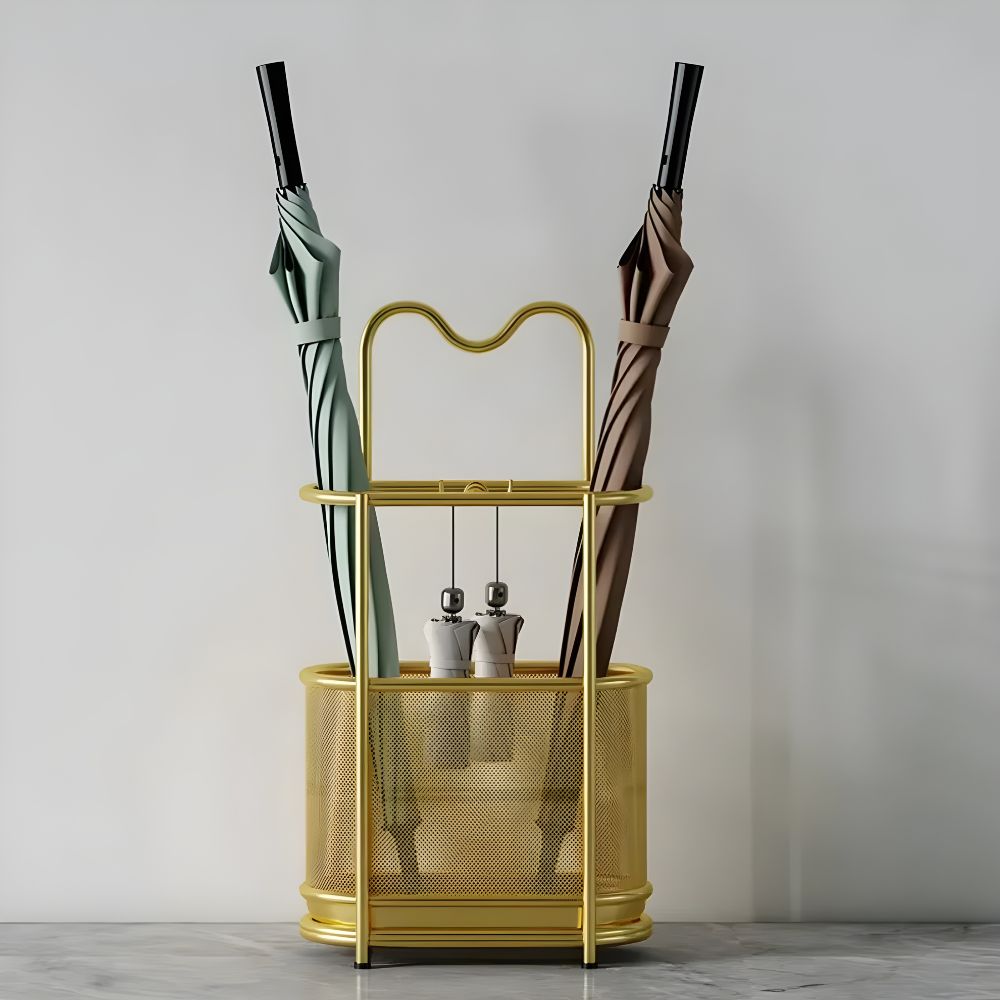 Modern Metal Umbrella Stand with Built-in Water Tray