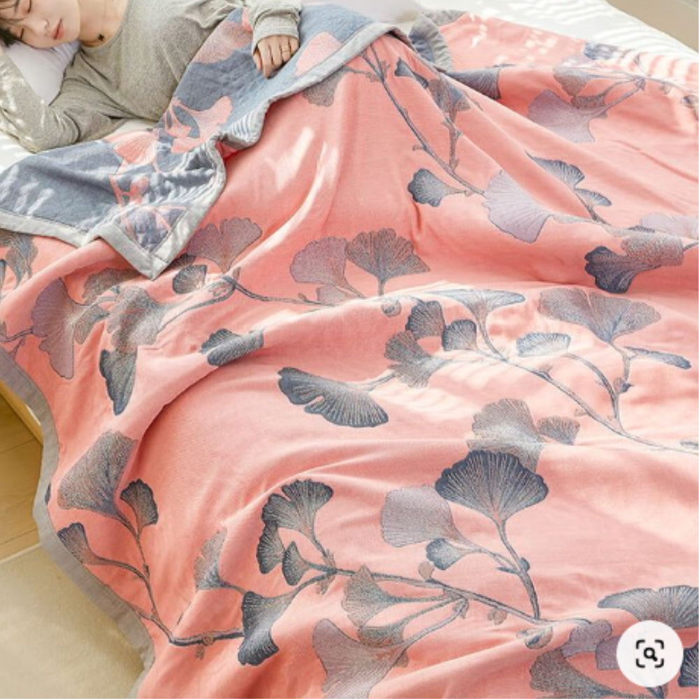 Reversible Ginkgo Leaf Cotton Blanket