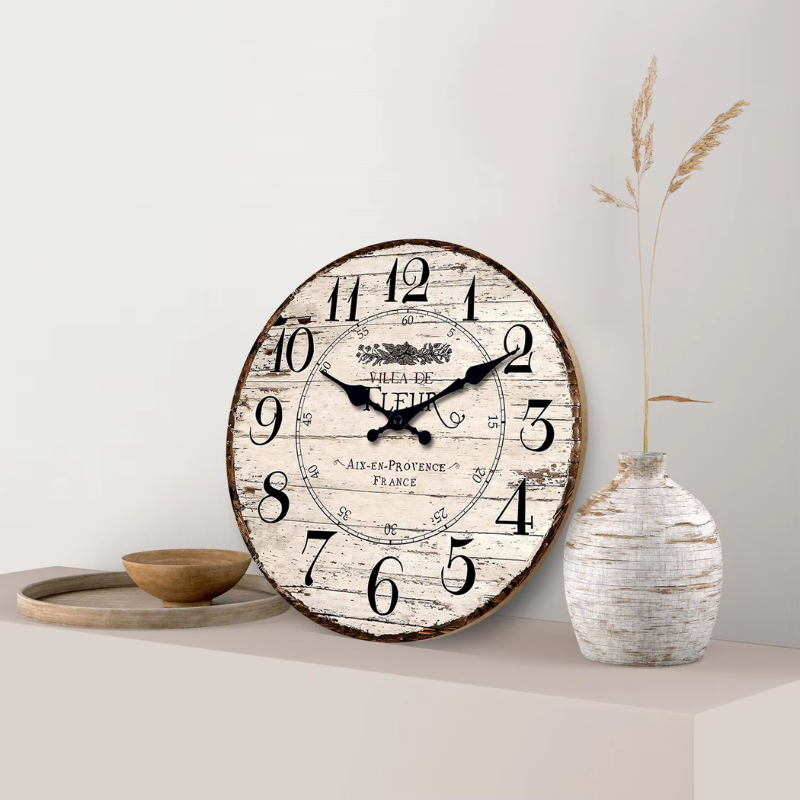 CountryTime – Reloj de pared rústico sin tictac