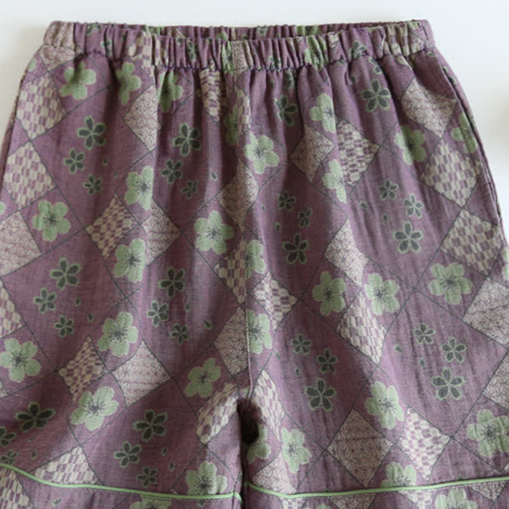 Shorts en coton à carreaux floraux