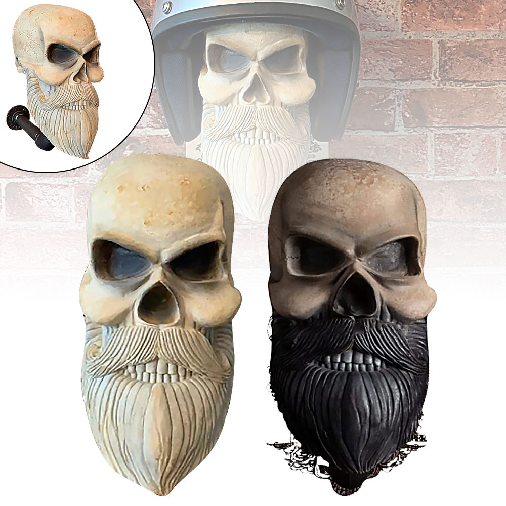 Motorcycle Helmet Holder Ghost Head Wall Decoration Resin Skull Halloween Bone