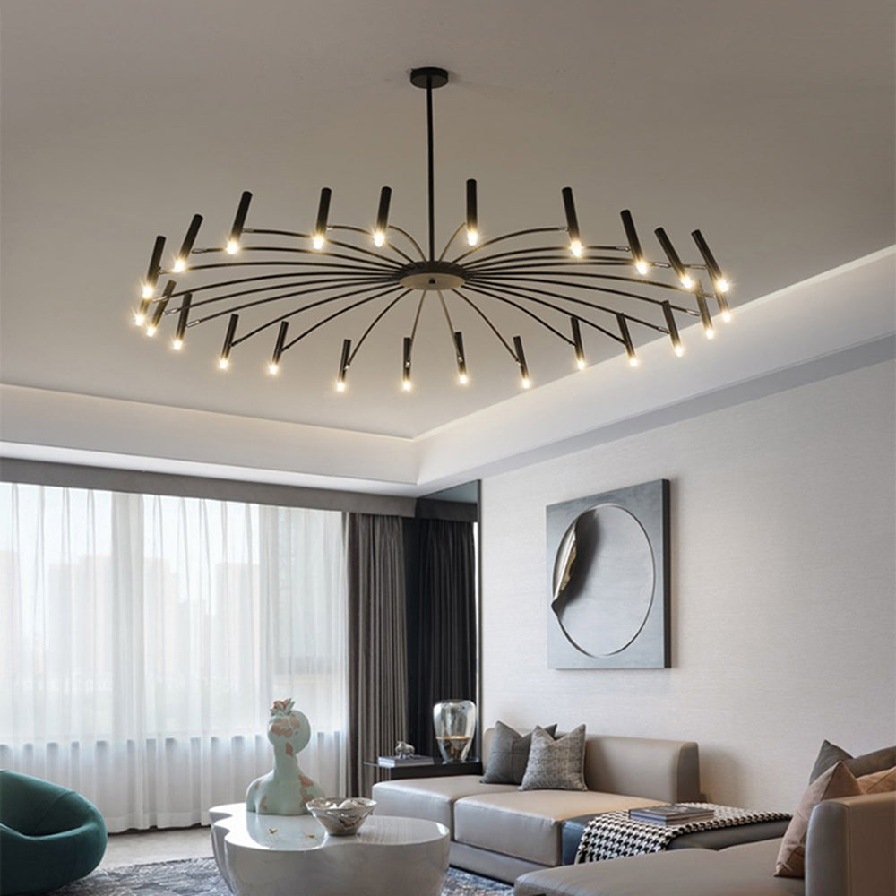 EvetteLuxe - Lampadario moderno a LED in oro e nero