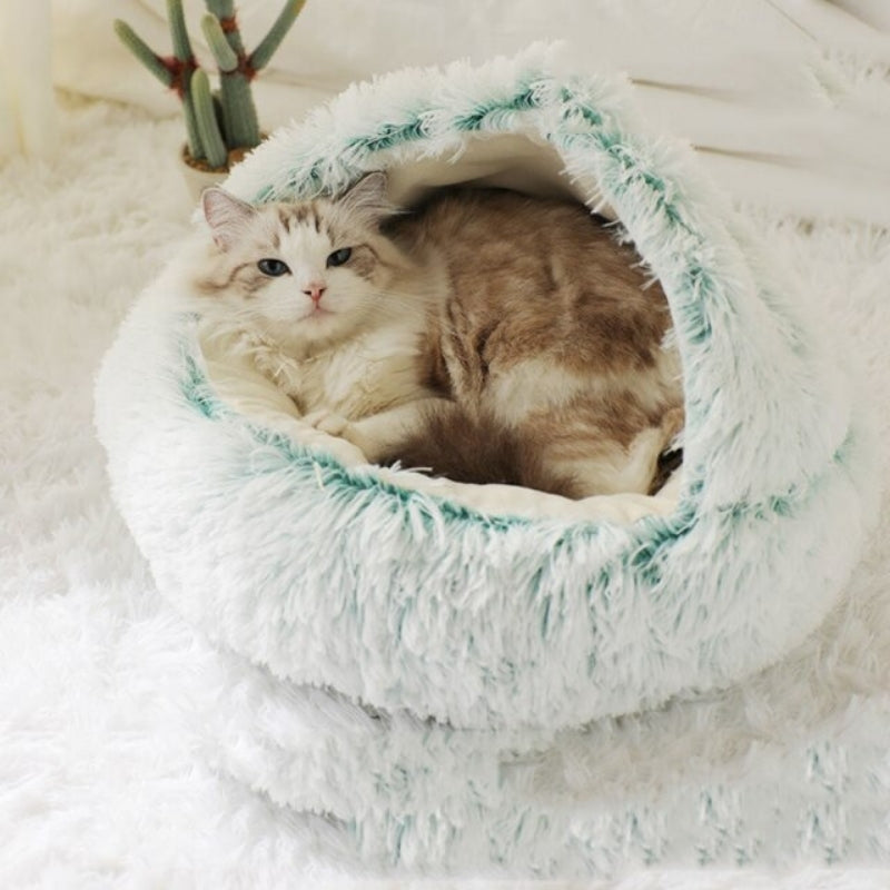 Round Plush Calming Cat Cave