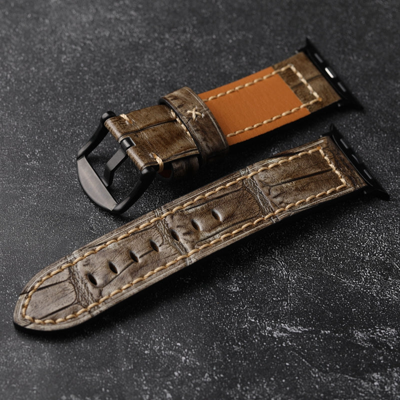 Bracelet en cuir de vachette fait main pour Apple Watch