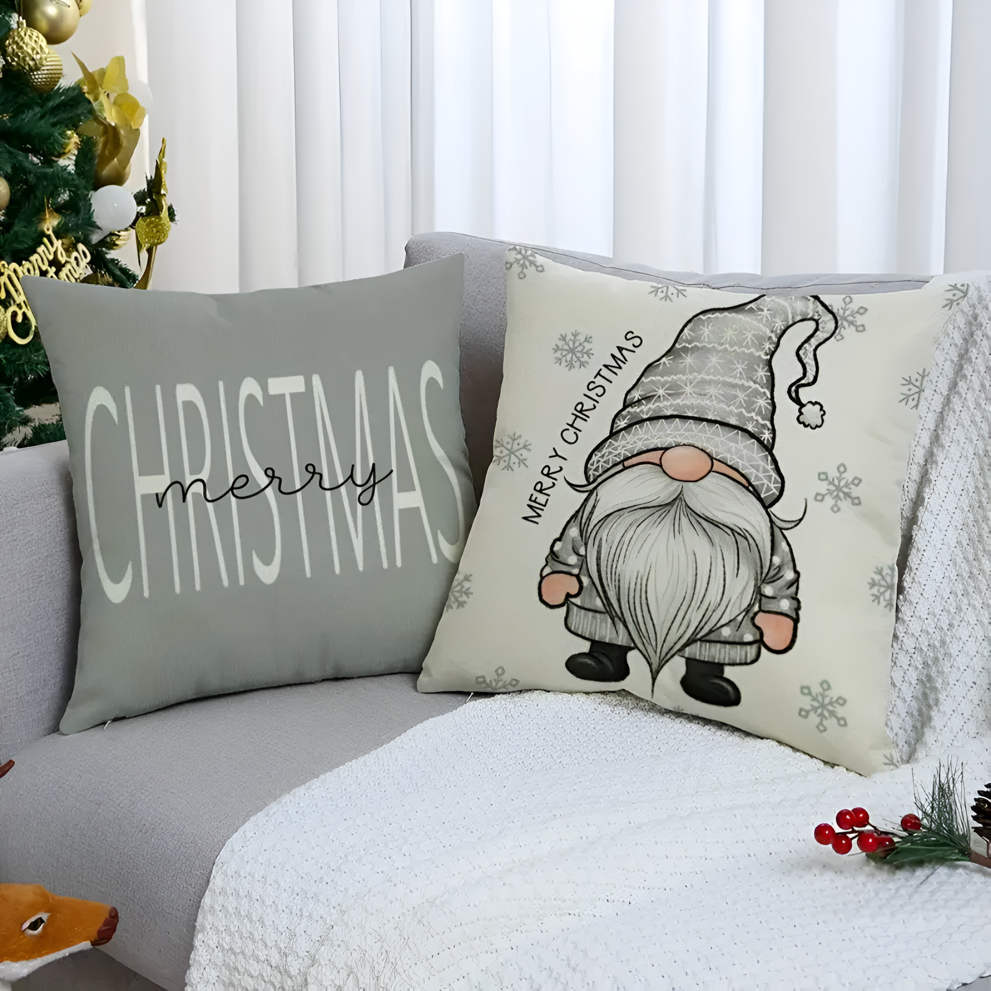 Kerst Gnoom Kussenhoes | 4-delige set