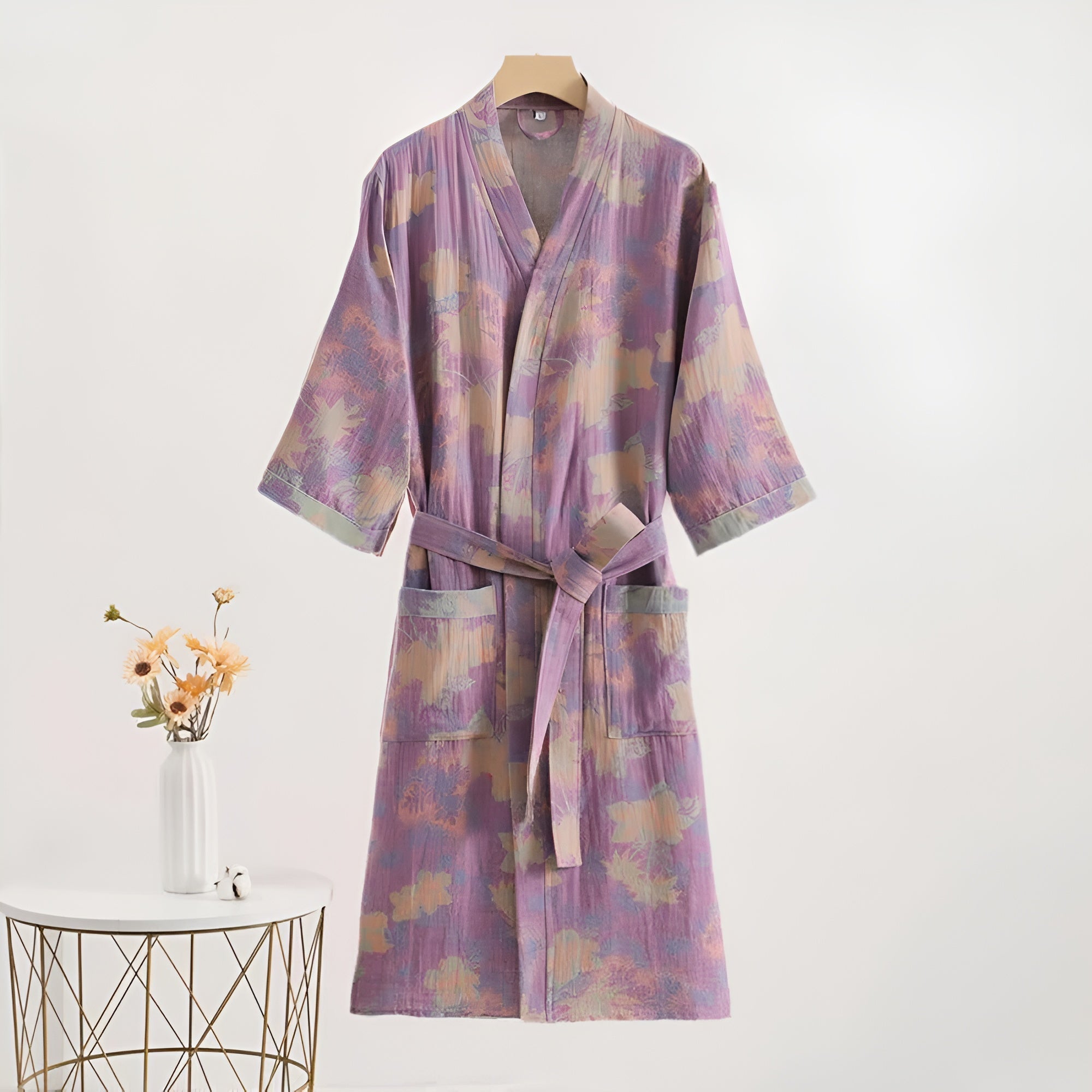 Robe de kimono en coton Lavande Rêves