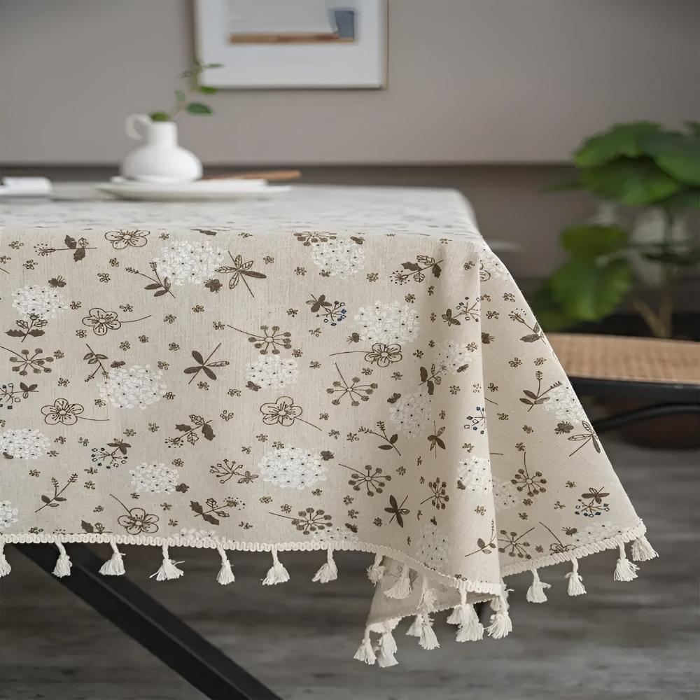 Dandelion Beige Tassel Tablecloth