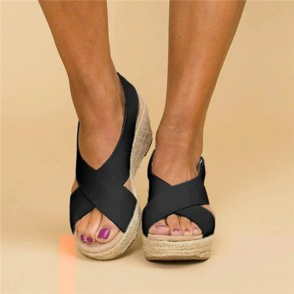 Mia - Black Orthopedic Sandals