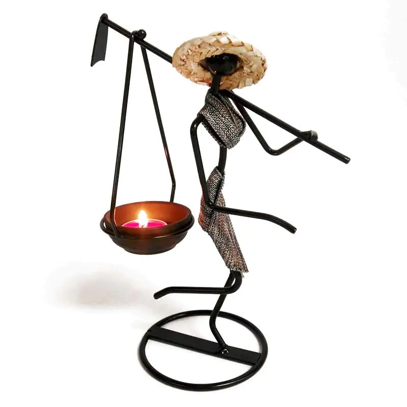 Girl Character Iron Candlestick