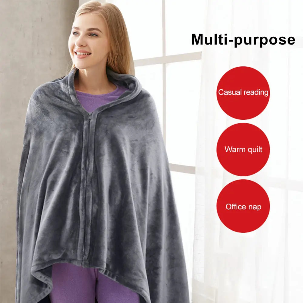 Portable heated shawl with battery for instant comfort