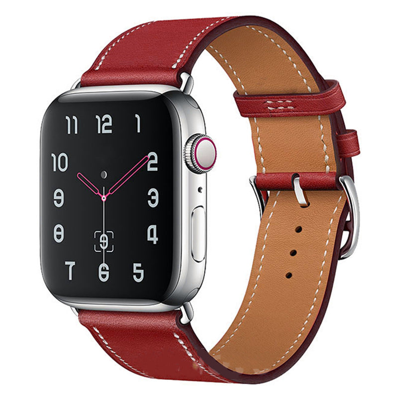 Bracelet en cuir véritable cousu à la main pour Apple Watch