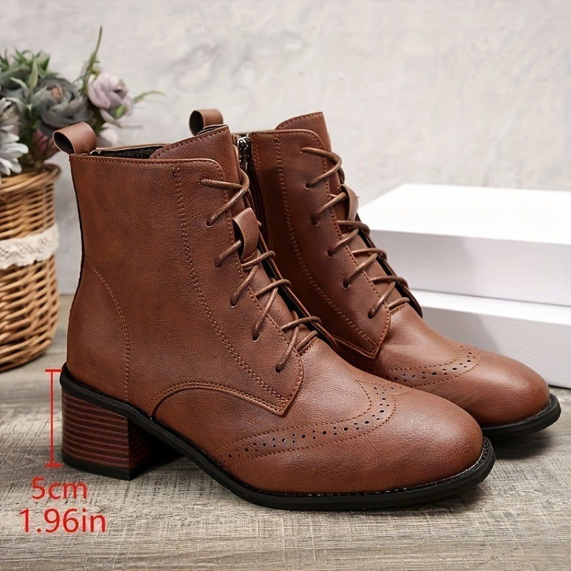 Selena Retro Lace-Up Ankle Boots