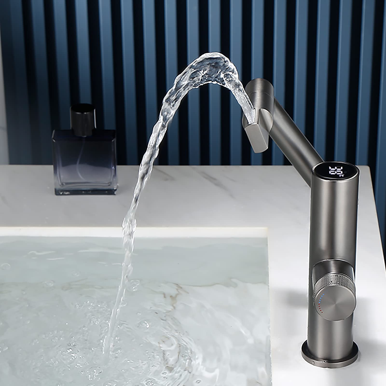 Single-Hole Smart Bathroom Faucet with Temperature Display