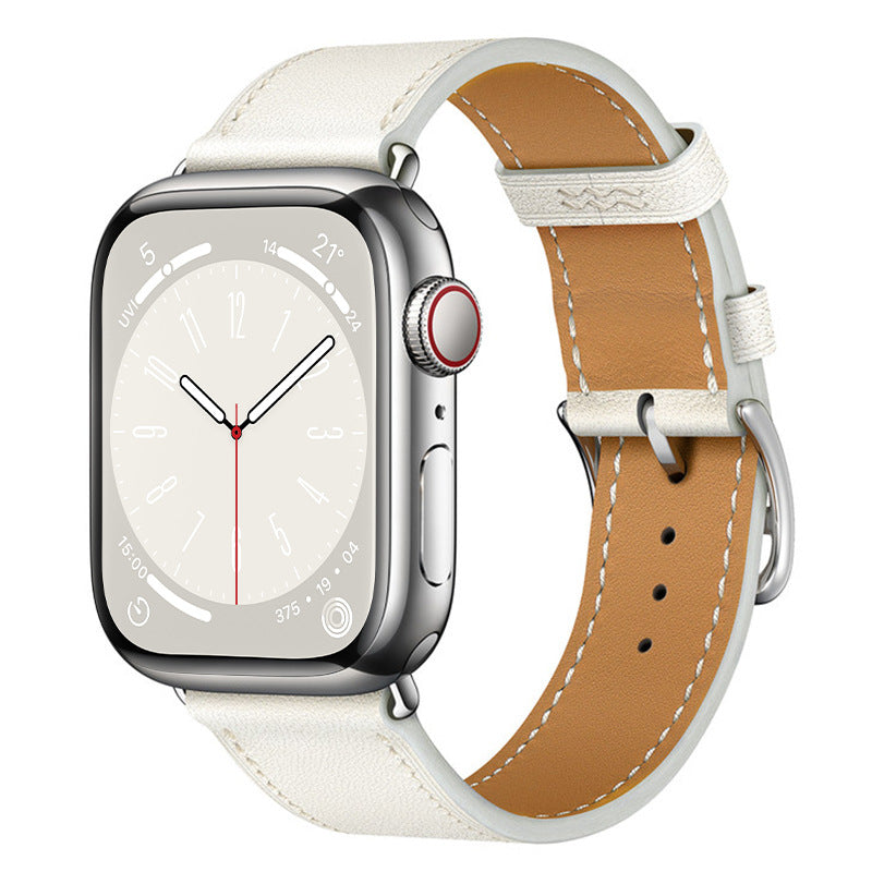 Bracelet en cuir véritable cousu à la main pour Apple Watch