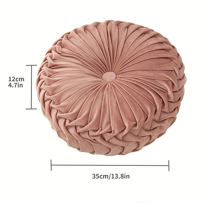 PumpkinVelvet - Round Cushion of Soft Velours for Living Room and Office