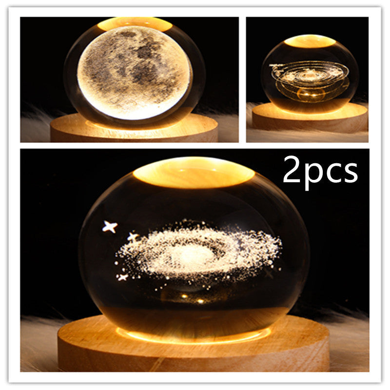 3D Galaxy Crystal Ball LED Night Lamp