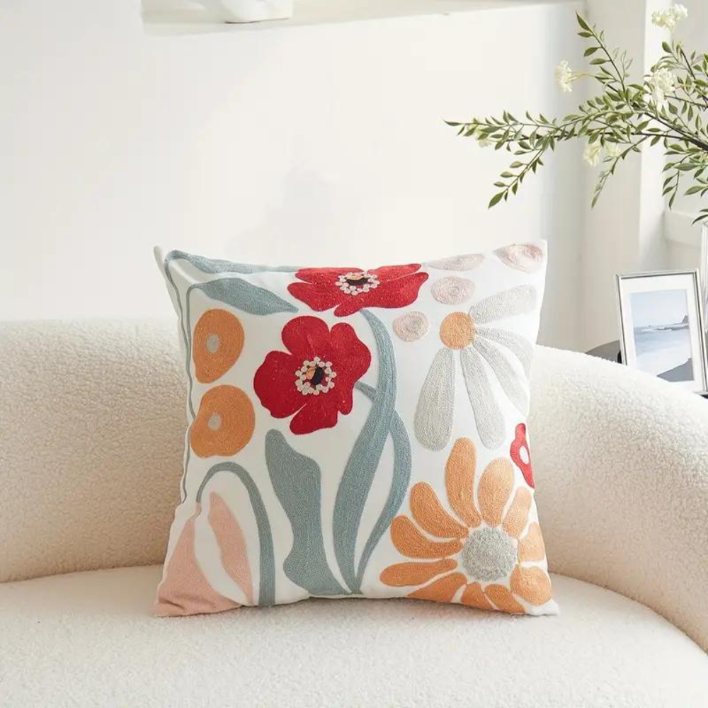 Housse de coussin à motif de plantes élégantes