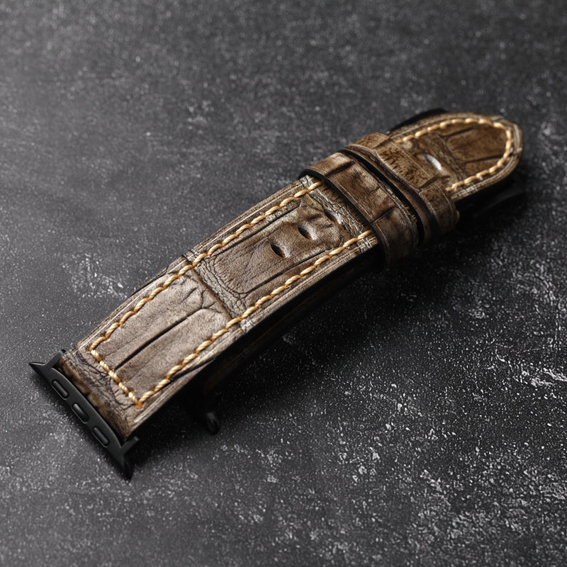 Bracelet en cuir de vachette fait main pour Apple Watch