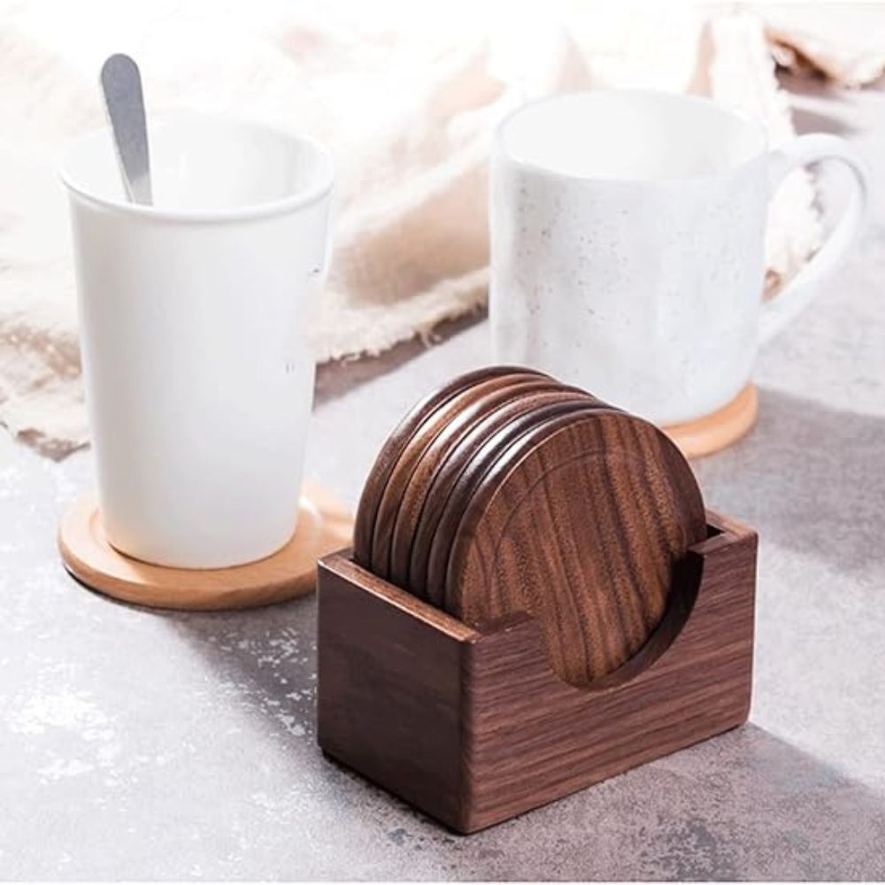 Japanse Stijl Houten Onderzetter | Set van 6 stuks