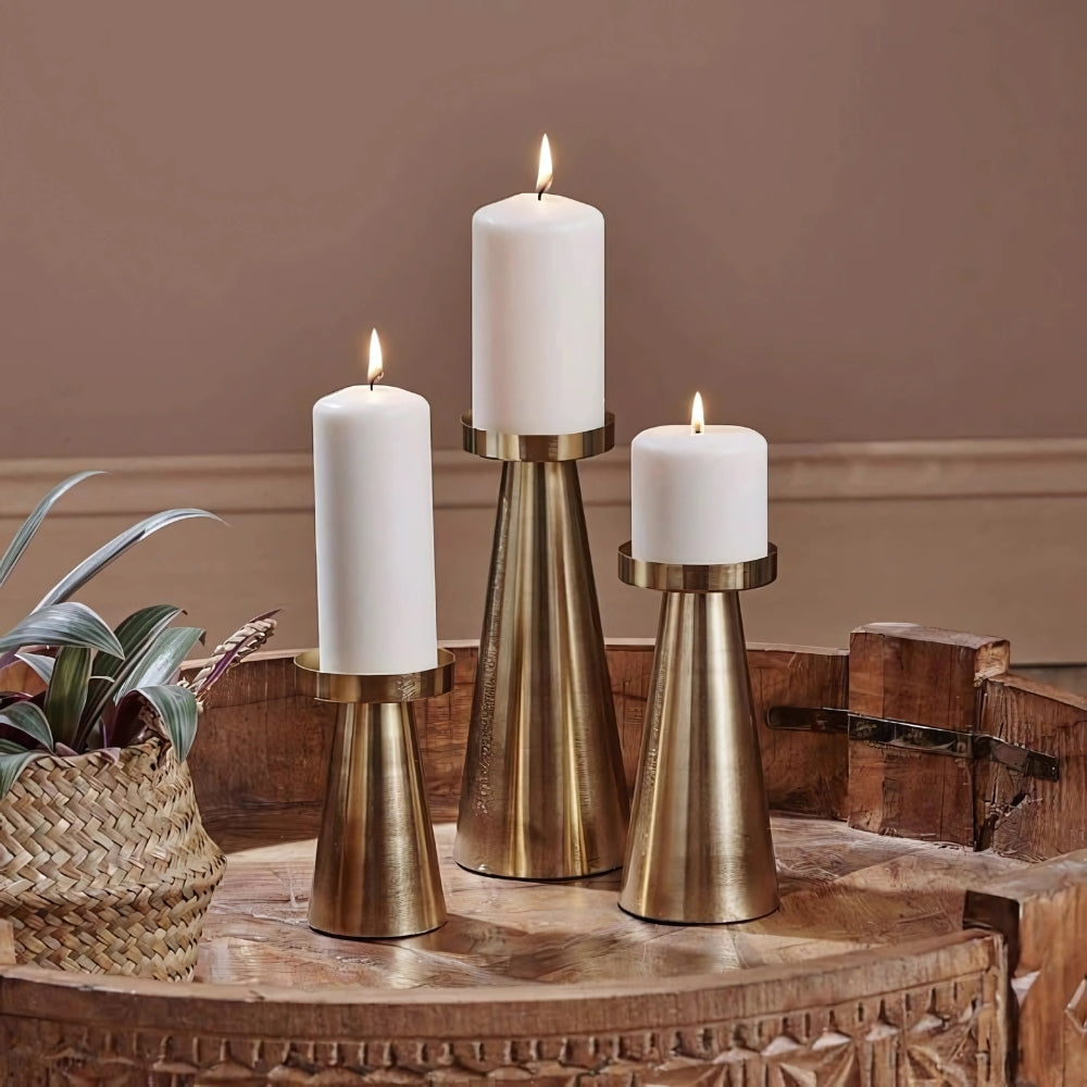 Elegant Brass Candle Holders | Set of 3