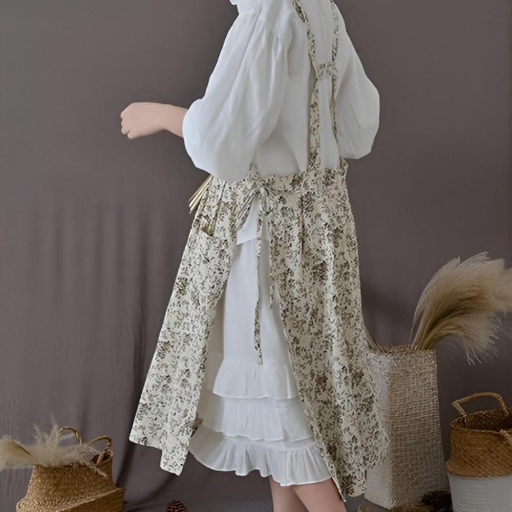 Tablier en coton floral classique