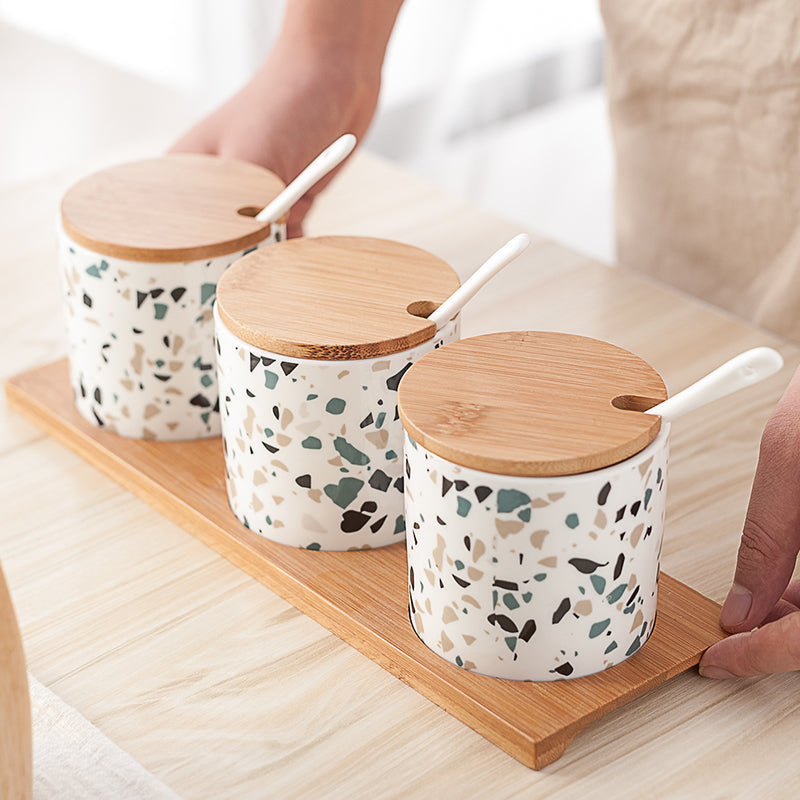 Terrazzo Storage Jars with Lid Collection